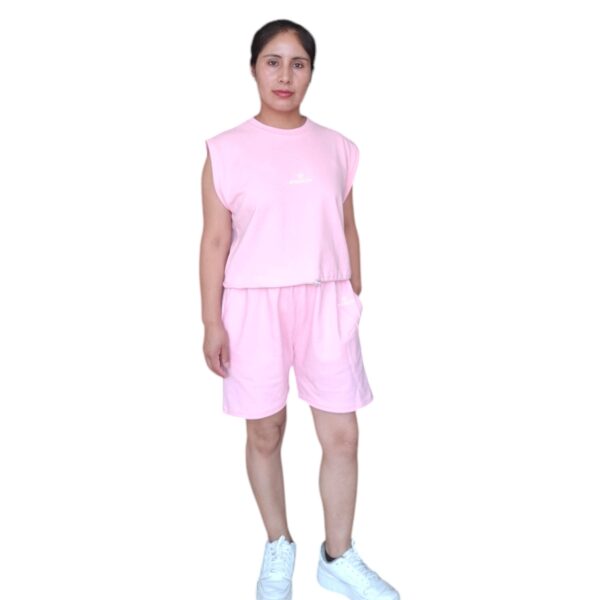 CONJUNTO CORTO ROSA PIQUE MUJER - Imagen 8