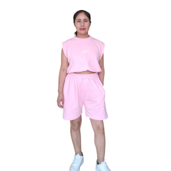 CONJUNTO CORTO ROSA PIQUE MUJER - Imagen 4