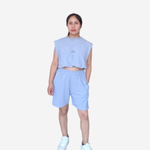 CONJUNTO CORTO PIQUE  GRIS MUJER