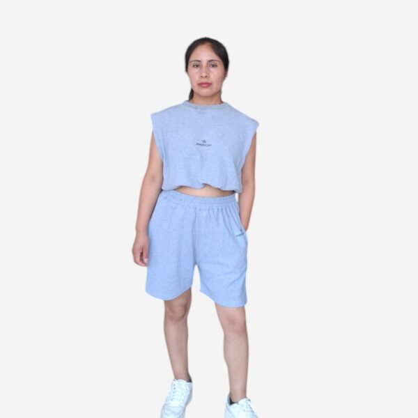 CONJUNTO CORTO PIQUE  GRIS MUJER