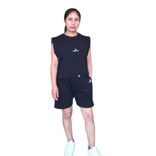 CONJUNTO CORTO PIQUE  NEGRO MUJER - Imagen 3