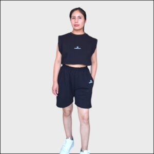 CONJUNTO CORTO PIQUE  NEGRO MUJER